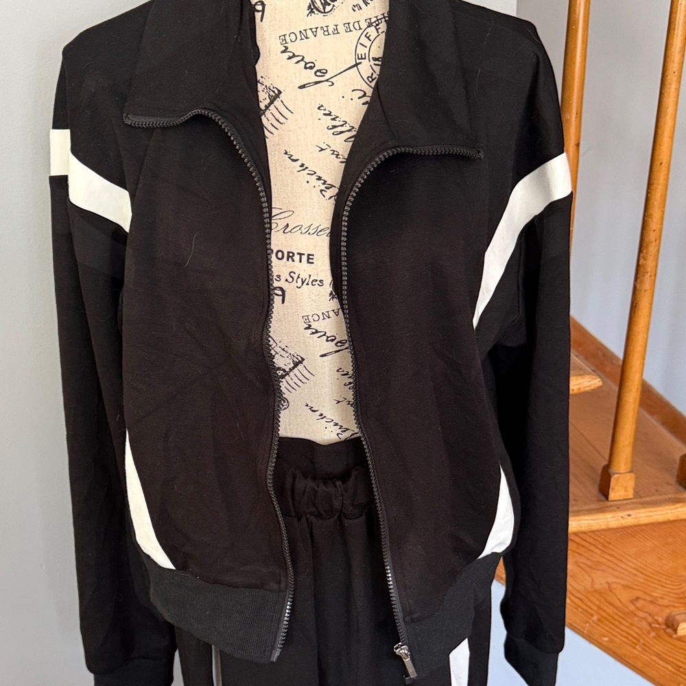 Women's Black and White Track Suit - Picture 3 of 6